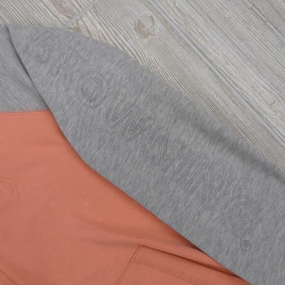 Browning Women’s Large Coral & Grey Colorblock Full Zip Jacket Coat Hooded - Picture 8 of 10